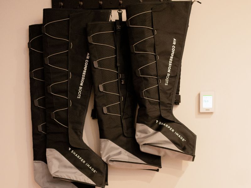 Compression therapy boots used for recovery